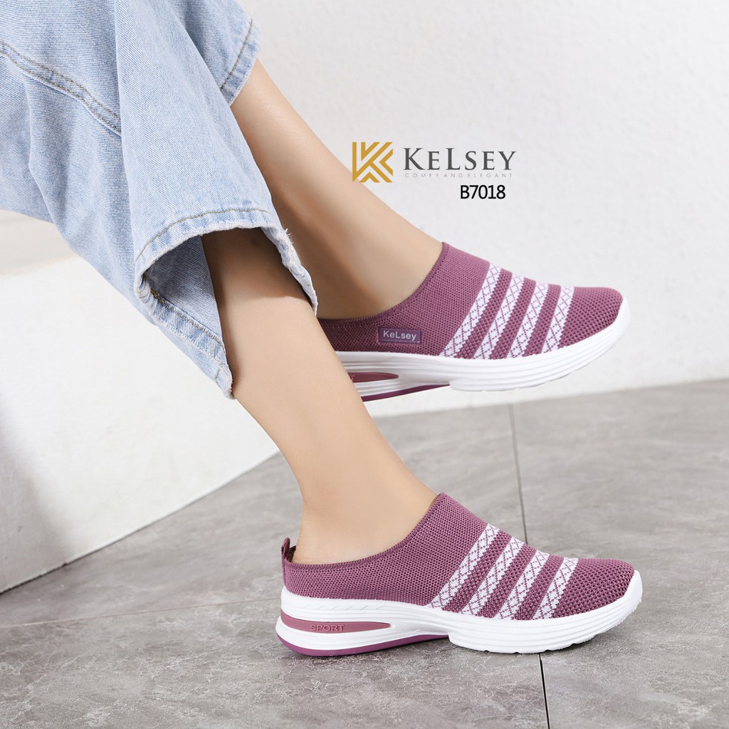 Kelsey Sandal FlyKnit Wedges 4cm Selop Wanita B7018