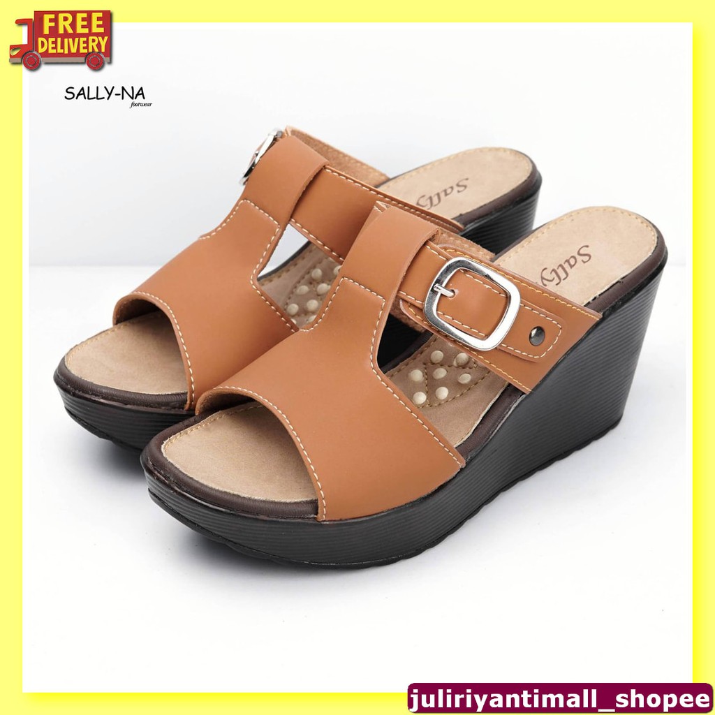Sepatu Wedges Wanita Murah Import Batam Terbaru Spw020Ks# Ori Bra HB135 Sandal Wedges Tali Casual
