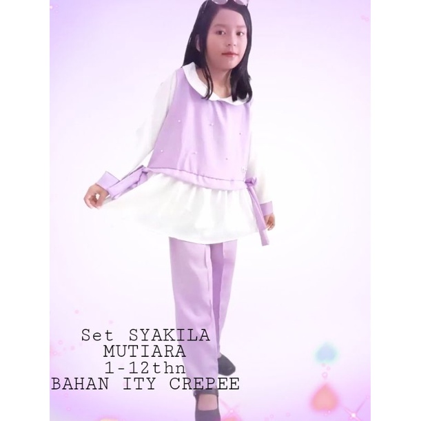 Baju Anak Perempuan Shakilla Kerah Mutiara Setelan Murah Usia 1-12 Tahun