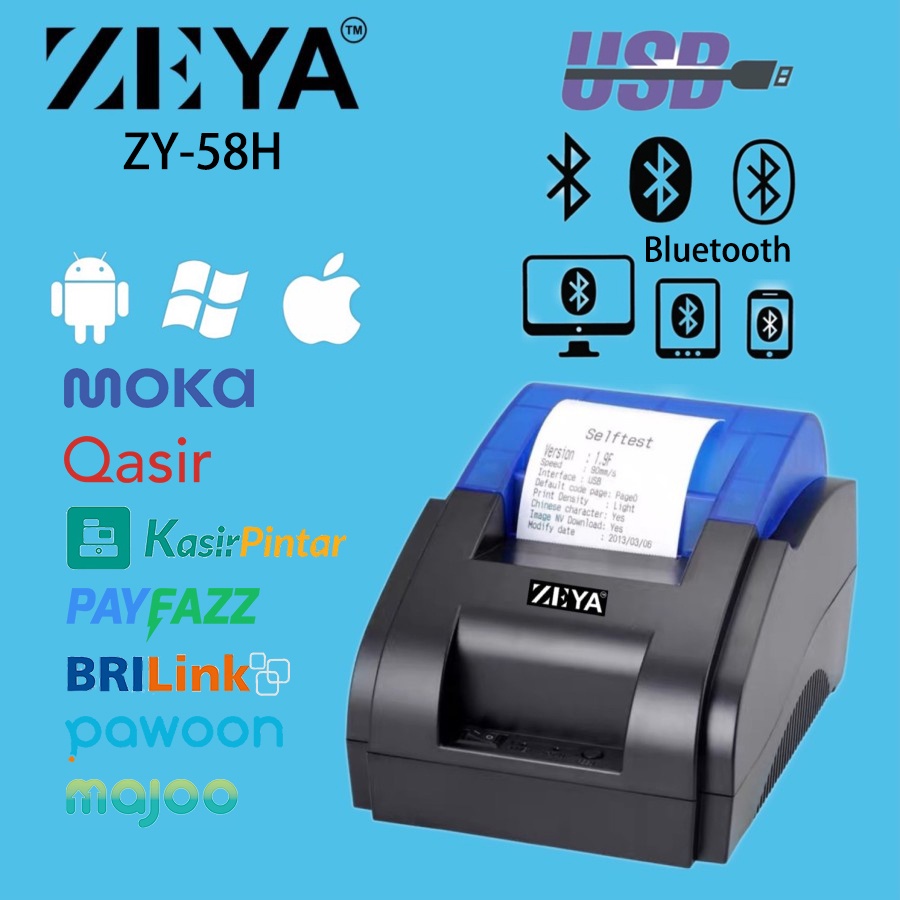 [HH] PRINTER KASIR / PPOB POS THERMAL STRUK 58MM BLUETOOTH ZEYA ZY-58H