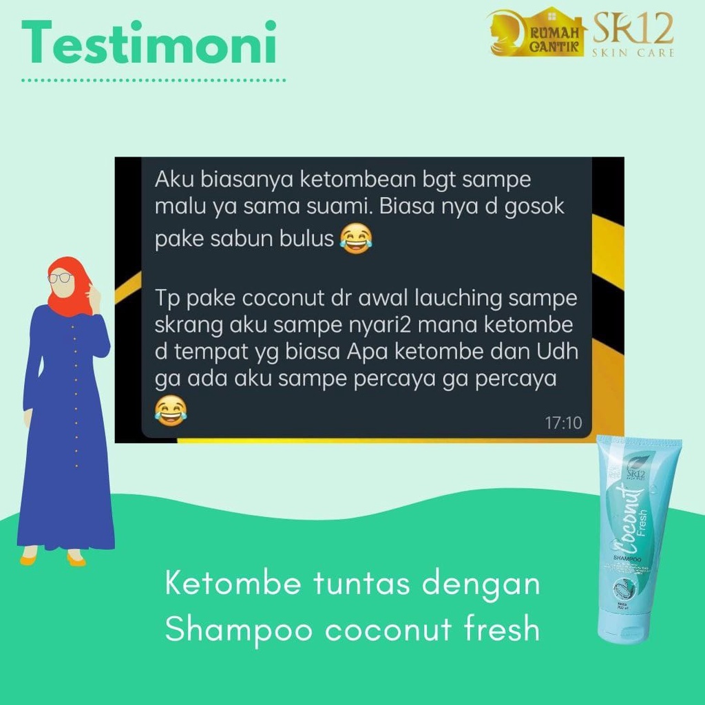 Coconut Fresh Shampoo SR12 Shampo Anti Ketombe Anti Bakterial Rambut Sehat Segar Hitam Berkilau