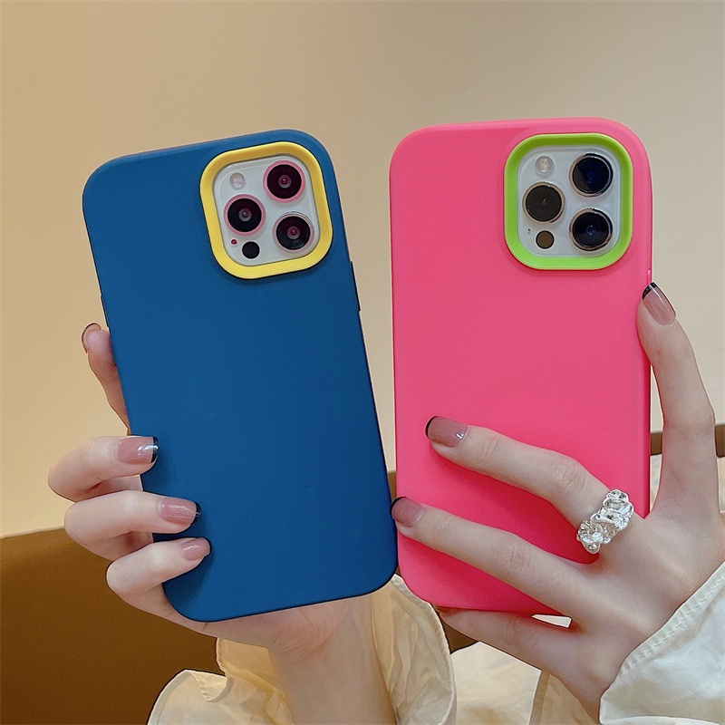 Macaron triple case iphone 12 13 11 pro max X/Xs max XR 7/8/se2020 7plus/8plus simple anti-fall protective cover