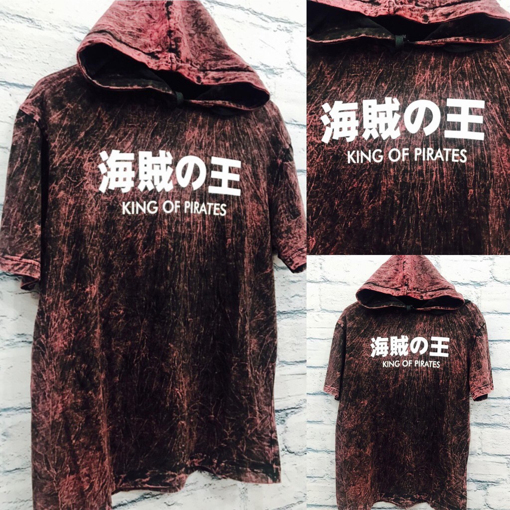 TSHIRT HOODIE LUFFY MAROON WASHED