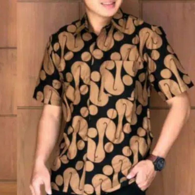 022 Zahira Batik HRB026 Kenongo Hem Kemeja Batik Pria Lengan Pendek  Katun Primis Halus M L XL