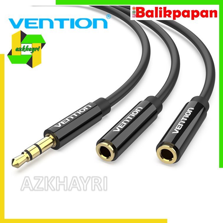 Vention Headset Adapter Kabel Splitter Jack 3.5mm 1 Male to 2 Female Audio