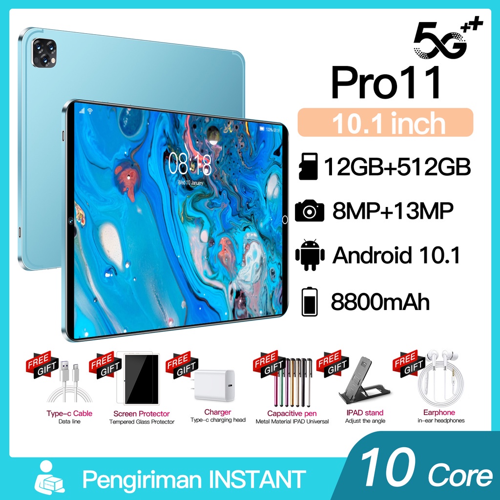 2022 Tablet Murah 5G Baru Galaxy Pro11 Tab 10.1inch RAM 12GB+512GB ROM Tablet baru Tablet Pembelajaran Tablet Android laris manis SIM+WIFI Tablet PC