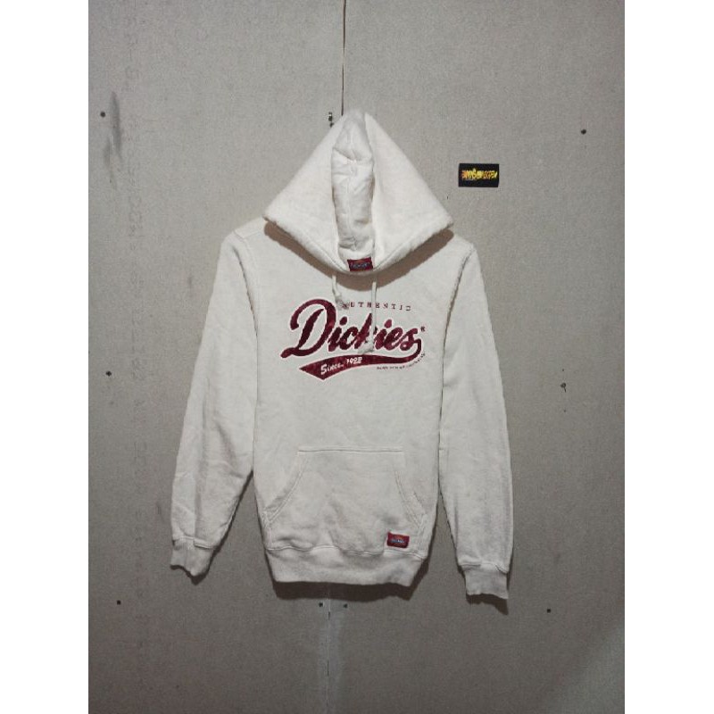 Hoodie Dickies Preloved Putih tulang dan biru navy