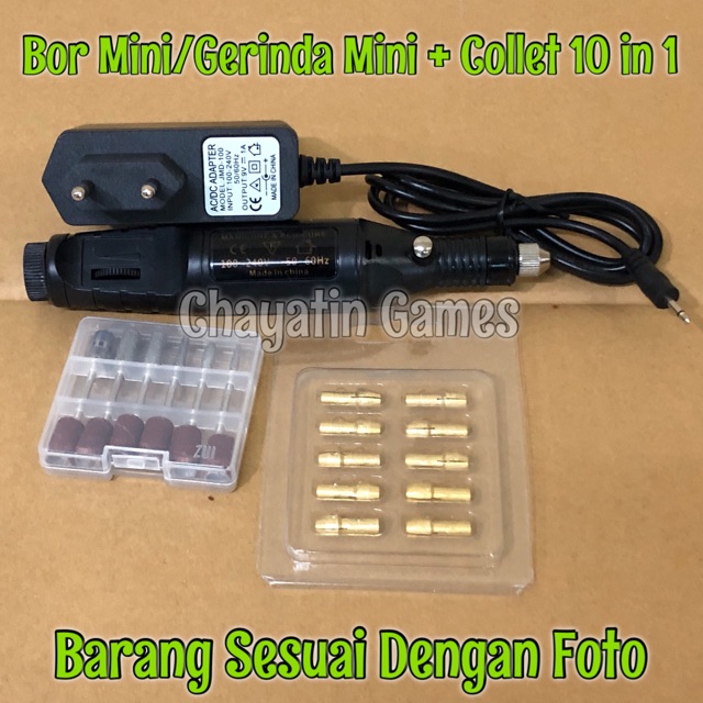 Bor mini - Mini Drill - Gerinda Mini + Adaptor + Collet 10 in 1