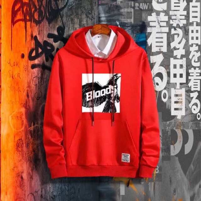 JAKET SWEATER HOODIE BLOODS UNISEX BAHAN FLEECE TEBAL