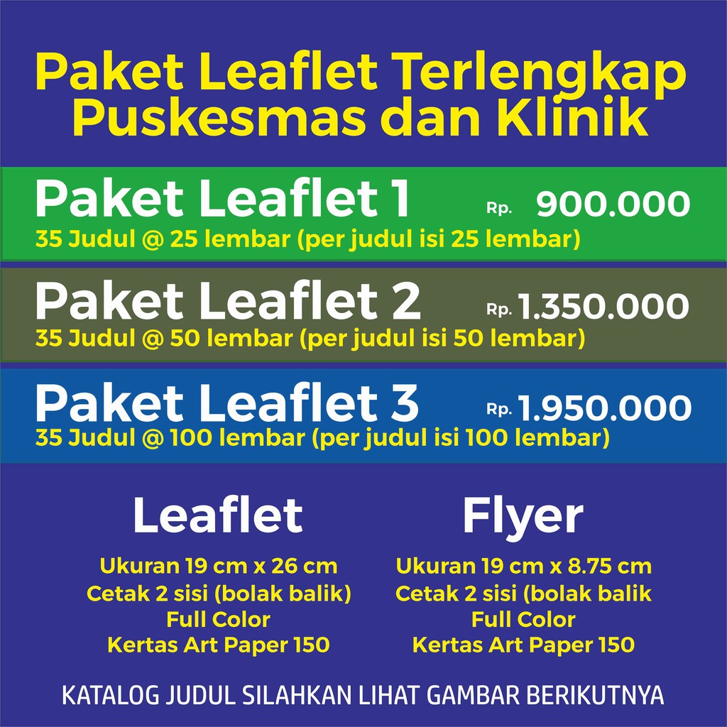 Jual Paket Leaflet Kesehatan, Brosur Kesehatan Terlengkap, 35 Judul