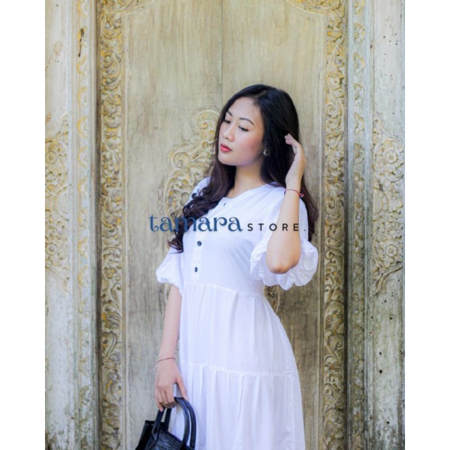 DRESS RUFFLE DRESS KANCING DRESS WANITA LENGAN BALON DRESS BABYDOLL RUFFLE