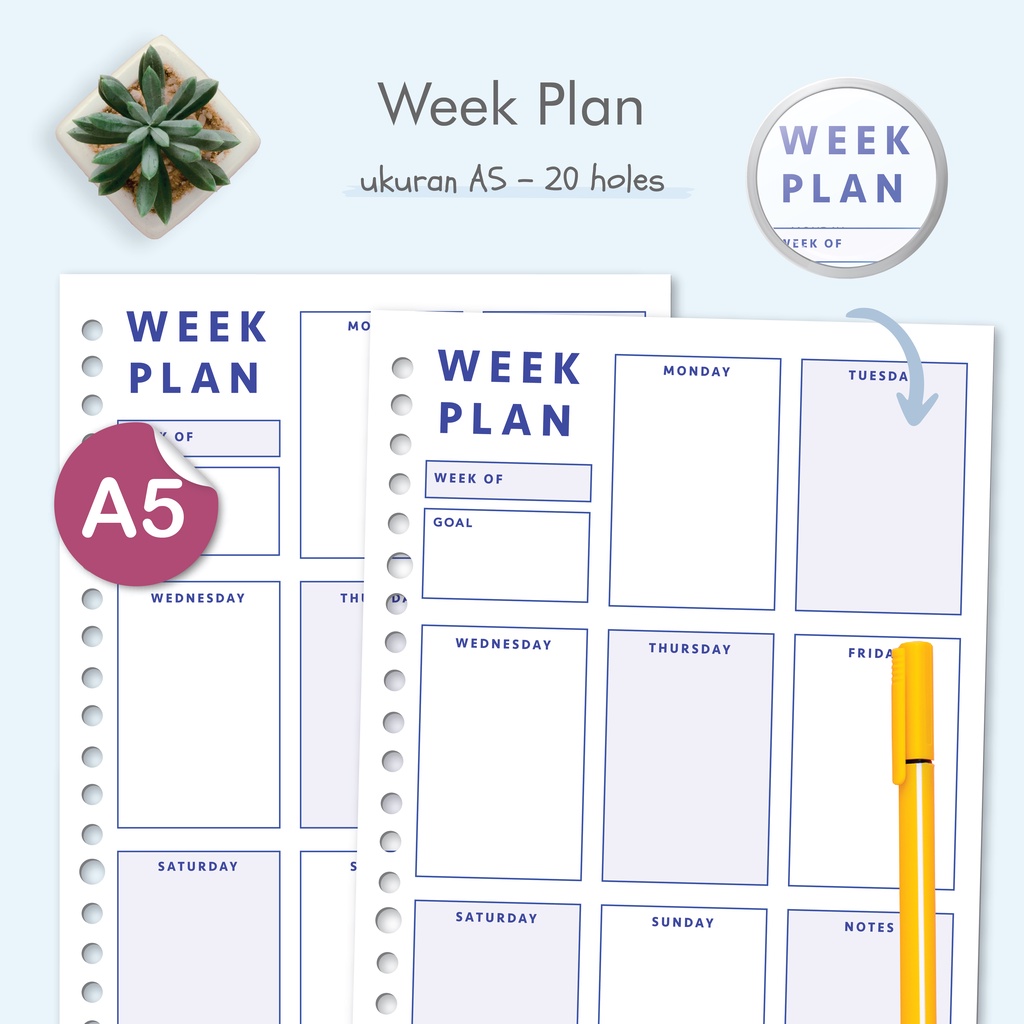 

Loose Leaf A5 - Week Plan - Kertas Binder by bukuqu