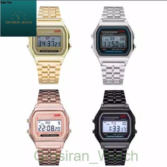 Jam Tangan Wanita Digital Kotak Rantai Model Casio [G_W]