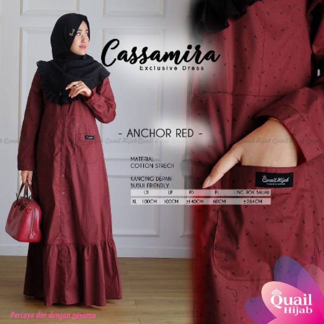Cassamira Gamis Dress Exclusive Terbaru Ori Quail Hijab Solo Fit XL XXL Busui Katun Import Grosir