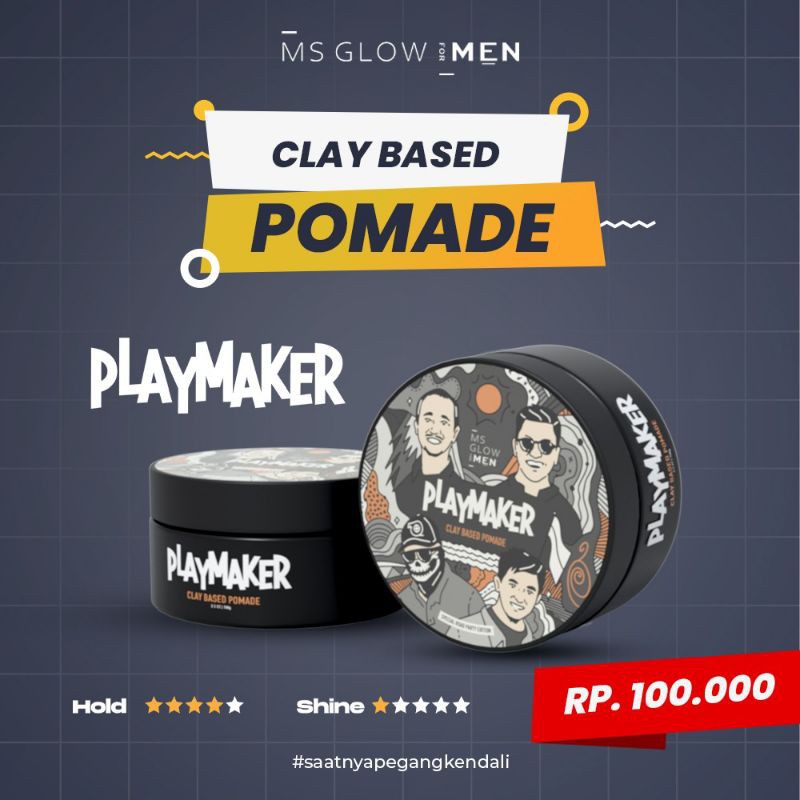 Pomade Playmaker MS Glow For Men Clay Based Pomade Skincare Pria 100g