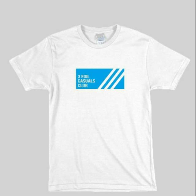 Tshirt baju kaoa adidas 3 foil adidas club football casuals putih persib persija