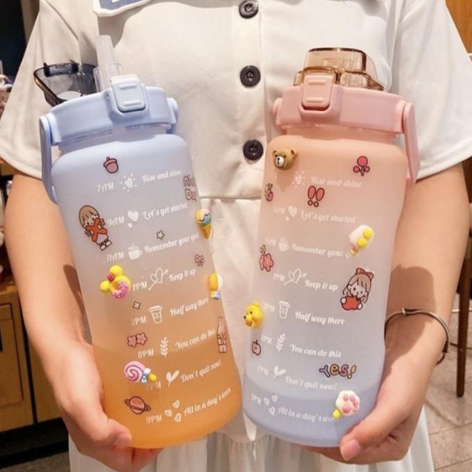 Botol 2LITER  Korea VIRAL Motivasi Waktu DIY STICKER