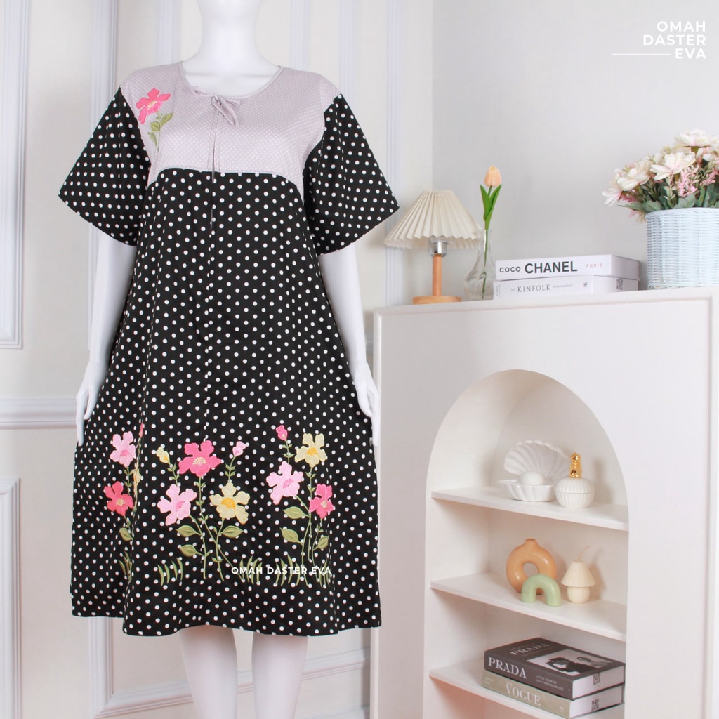 Daster Pendek Hitam Abu Bordir Original Omah Daster Eva Busui Friendly