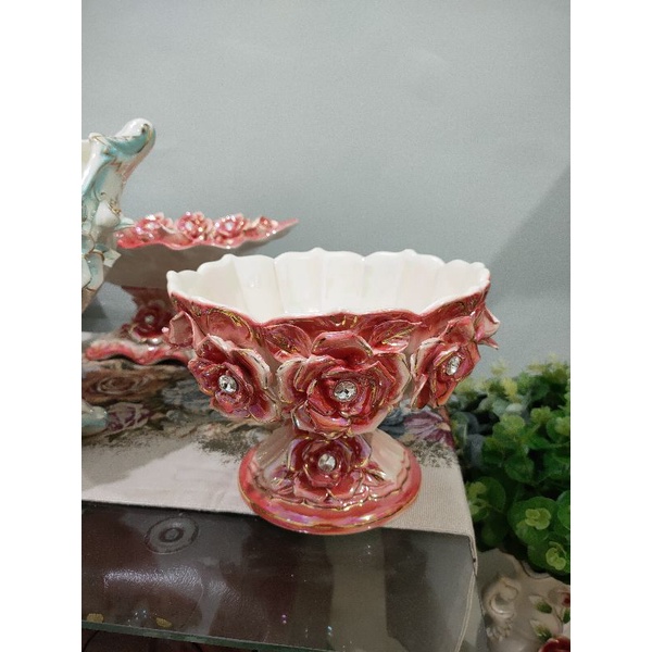 tempat buah porcelain italy mewah MB01 FREE PETI KAYU