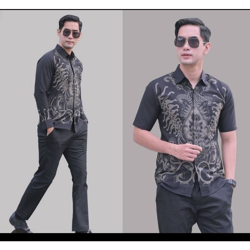 GUNUNG WAYANG IRENGAN BATIK PRIA LENGAN PANJANG SLIM FIT FURING HALUS BAHAN KATUN 100% ORIGINAL / Pakaian Tradisional Batik Jawa modern / kemeja batik pria / batik lengan panjang pria slimfit / BATIK JAWA MODERN