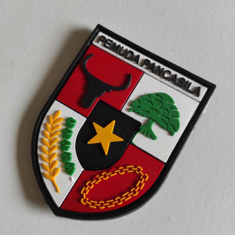 PATCH RUBBER LOGO PP ( PEMUDA PANCASILA) PRISAI/TEMPELAN EMBLEM KARET VELCRO