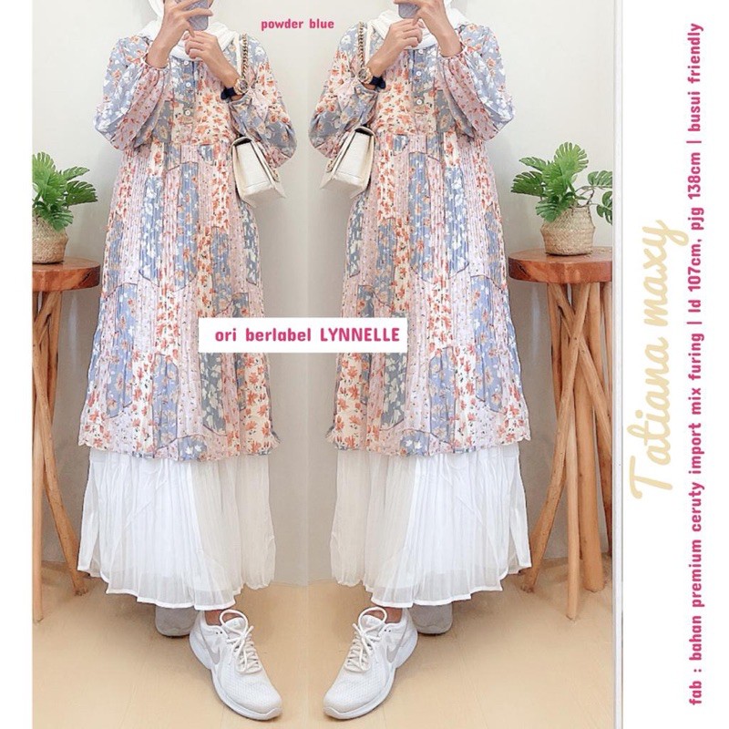 Tatiana Maxy Dress Ceruty Plisket Motif Bunga Shabby