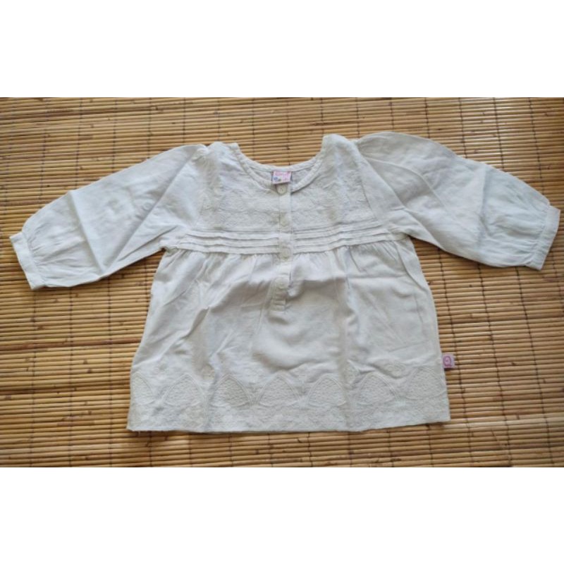 tunik anak Qna warna putih bordir size 2