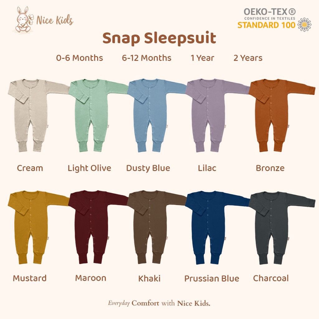 Nicekids - Sleepsuit Snap / Sleepsuit Bayi / Baju Tidur Bayi