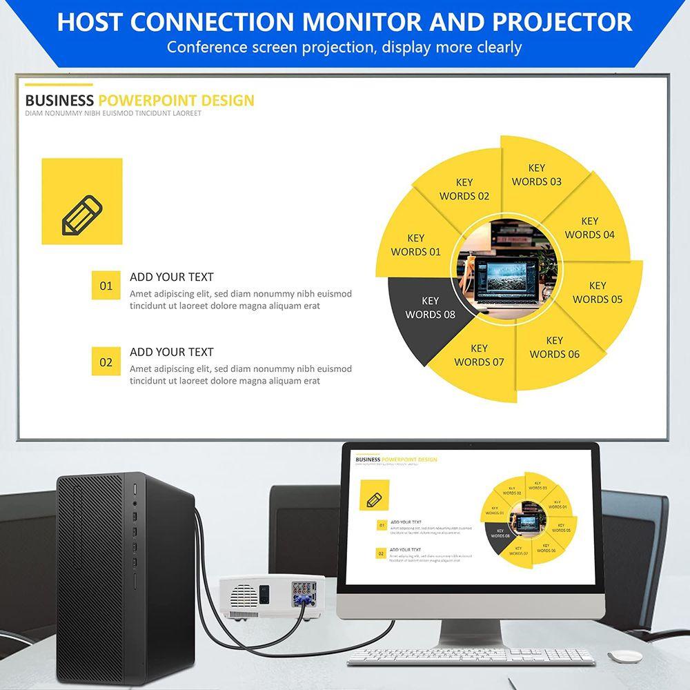 Kabel Splitter VGA Atas Proyektor 1080P Screen Duplikat Video Cord