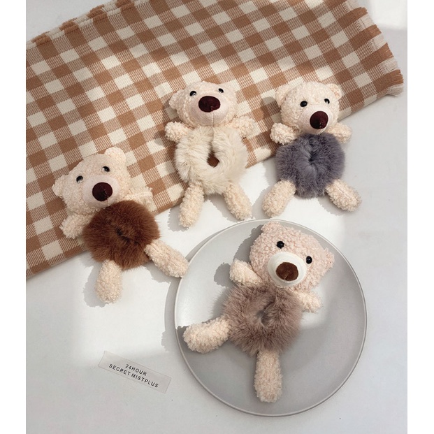 IKAT RAMBUT WANITA KOREA BEAR BONEKA LUCU KUNCIRAN RAMBUT AKSESORIS FASHION KOREA IMPORT AK76