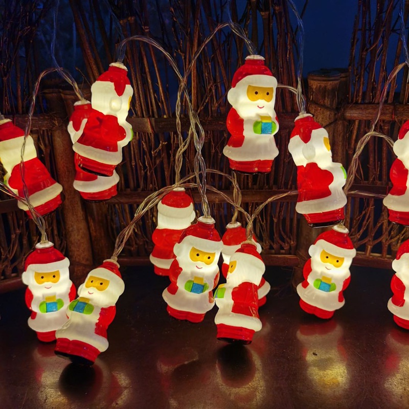 Lampu String LED 1.5 / 3M Bentuk Kartun Santa Claus Untuk Dekorasi Pohon Natal