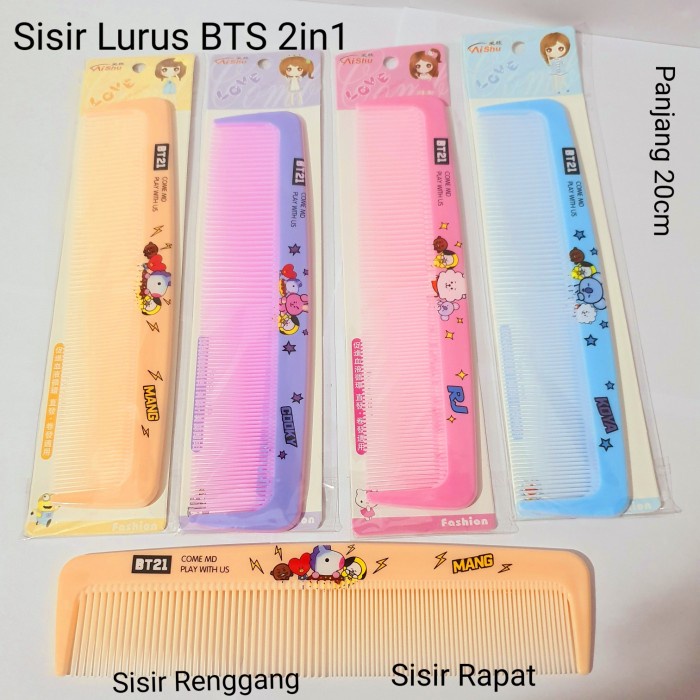 Sisir Kipas Lurus BT21 BTS Korea 2 IN 1 (Renggang dan Rapat) Murah