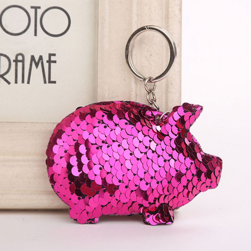 SIY  Key Ring Paillette Sequin Keys Storage Portable Pig Car Bag Decoration Key Chain