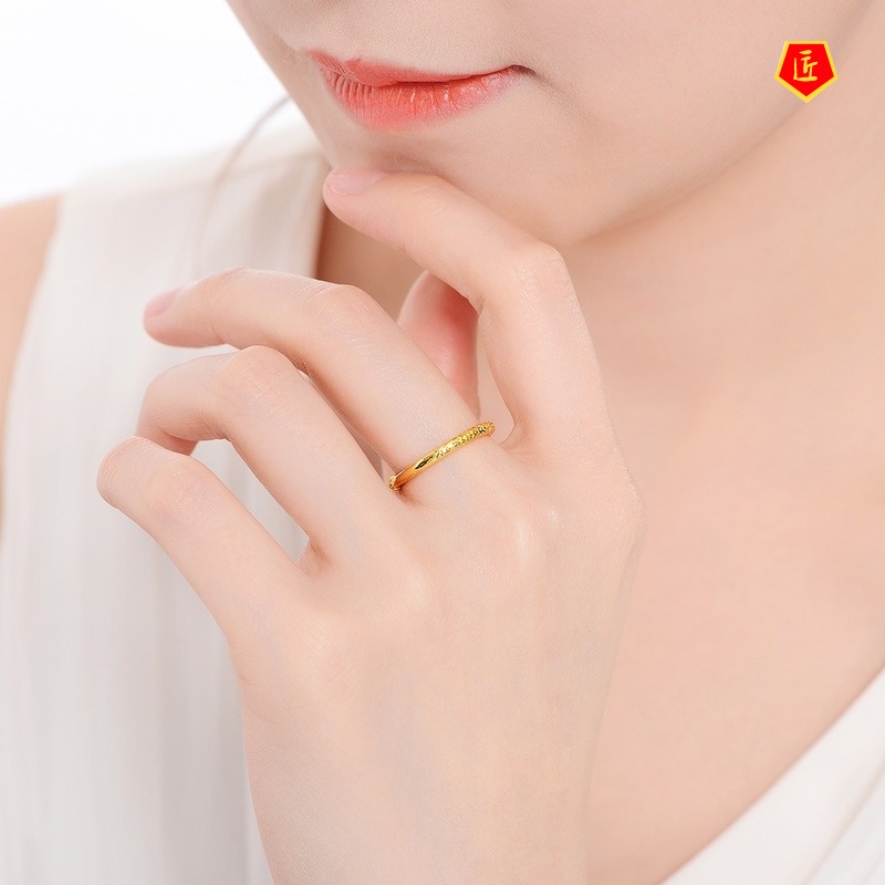 [Ready Stock]Simple Creative Personality Golden Hoop Rod Couple Rings