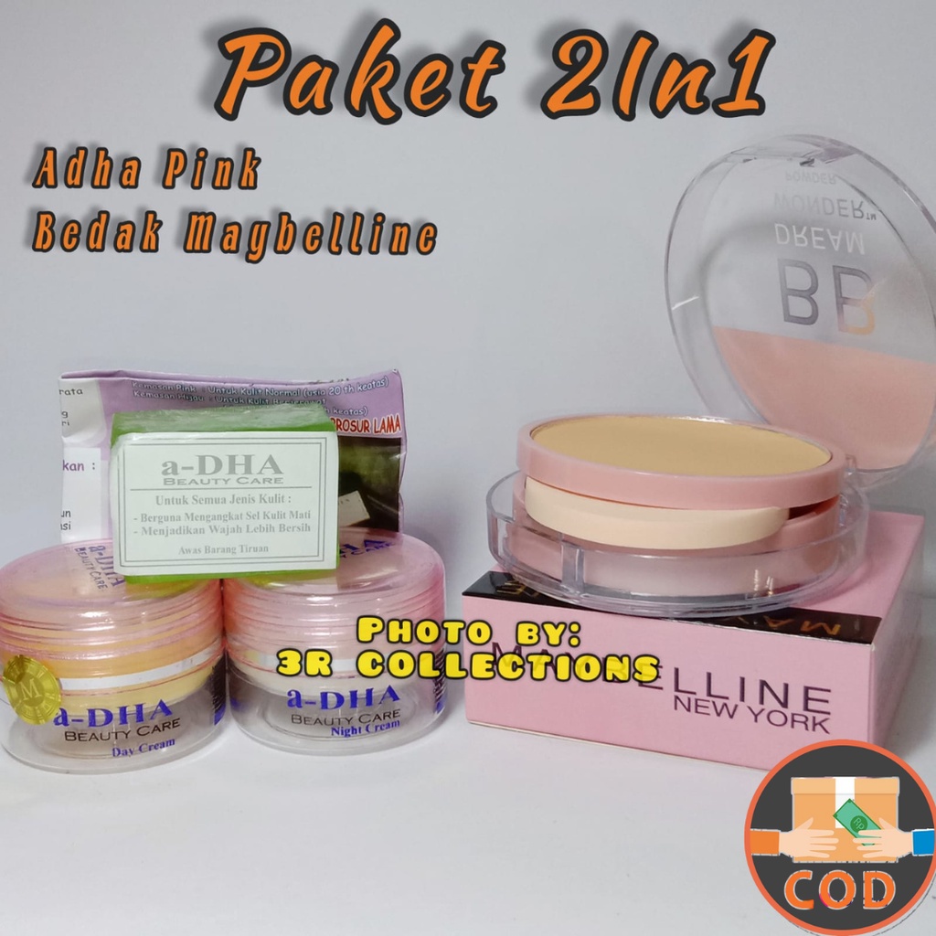 PROMO !!! A-dha Beauty Care - Paket Cream Adha Pink Original Plus Bedak BB Dream Wonder 2in1
