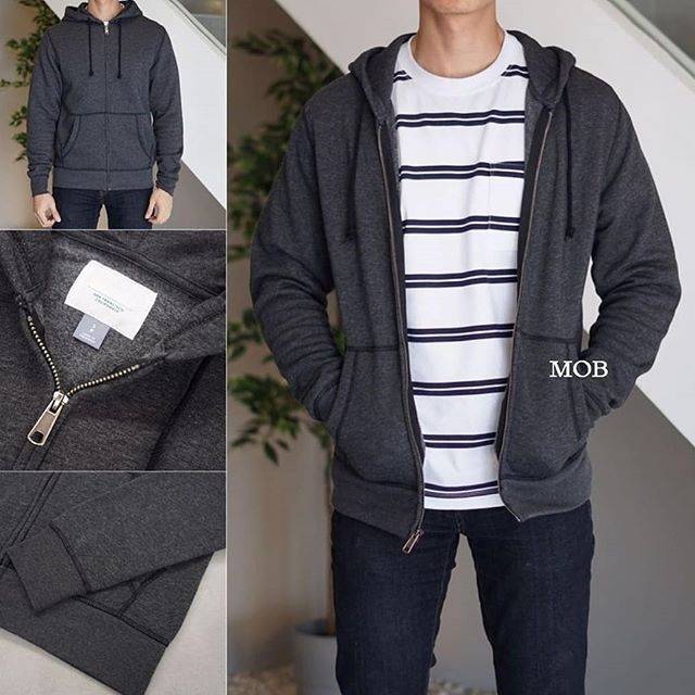 Hoodie Old Navy Basic Zip Dark Grey Misty