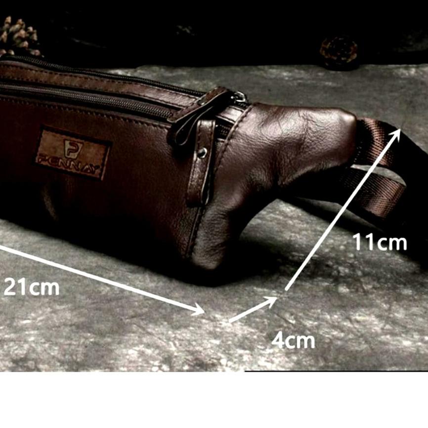 Tas Selempang Pria Cowok Kulit Terbaru Waistbag EW04 Tas Pinggang Kulit Tas Slempang Kulit Pria