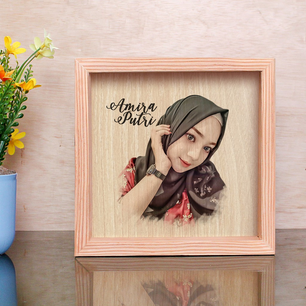 Photowood Cetak Foto  Kayu Ukr 25x25cm Kado ulang 