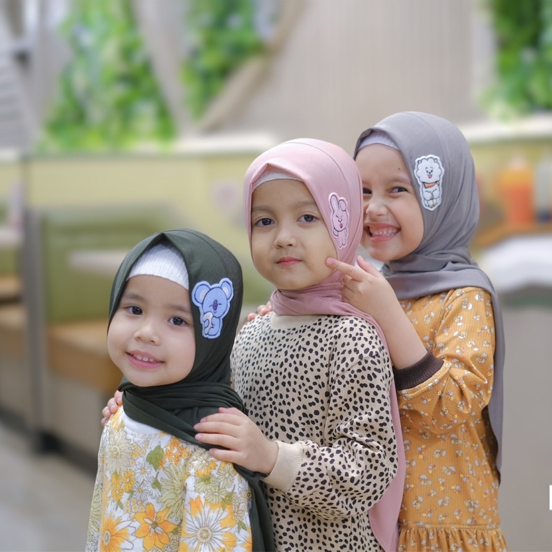 jilbab square hijab pashmina instan bt21 for kids