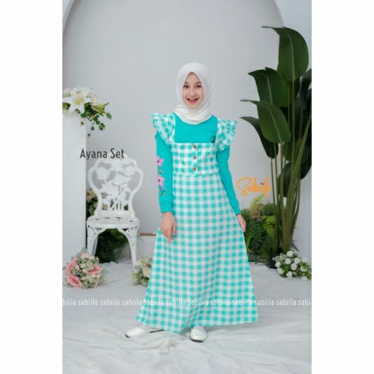 Sabiila Ayana set  Dress anak junior satu set inner dan outter