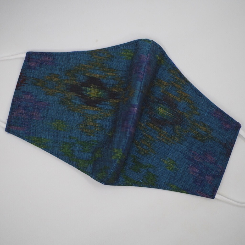 Masker Kain Endek Exclusive (3 ply) - Biru (A)