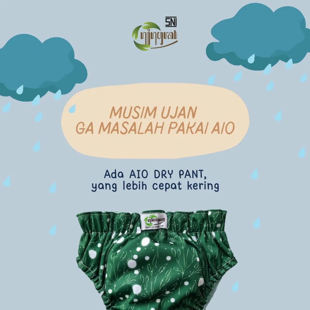 Ningrat Cloth Diaper Clodi Drypant Cepat Kering Popok Kain Modern Cuci Ulang Dry Pants Insert AIO All in One