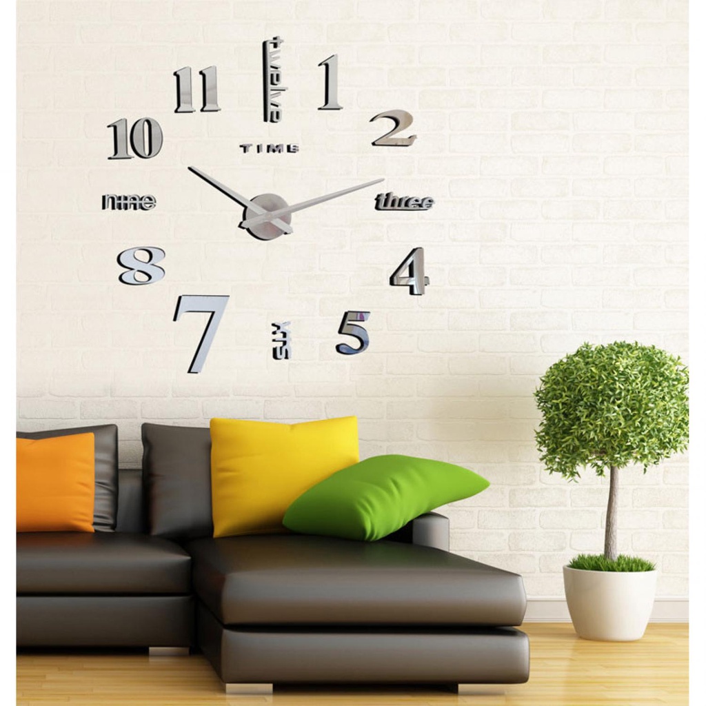 Jam Dinding Besar DIY Giant Wall Clock 80-130cm / Jam Dinding Angka Besar Timbul Nyala 3D Romawi Digital Model Minimalis / Jam Tempel Dinding Unik Polos Bagus / Jam Dinding Besar Unik Berkualitas Motif Angka / Jam Tembok Big Size Hitam Murah Original