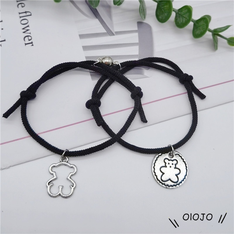 2pcs Gelang Magnet Liontin Beruang Gaya Korea Untuk Pasangan - ol