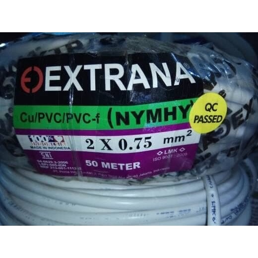 Kabel Listrik NYMHY 2x0,75mm EXTRANA METERAN Kabel Serabut| SNI