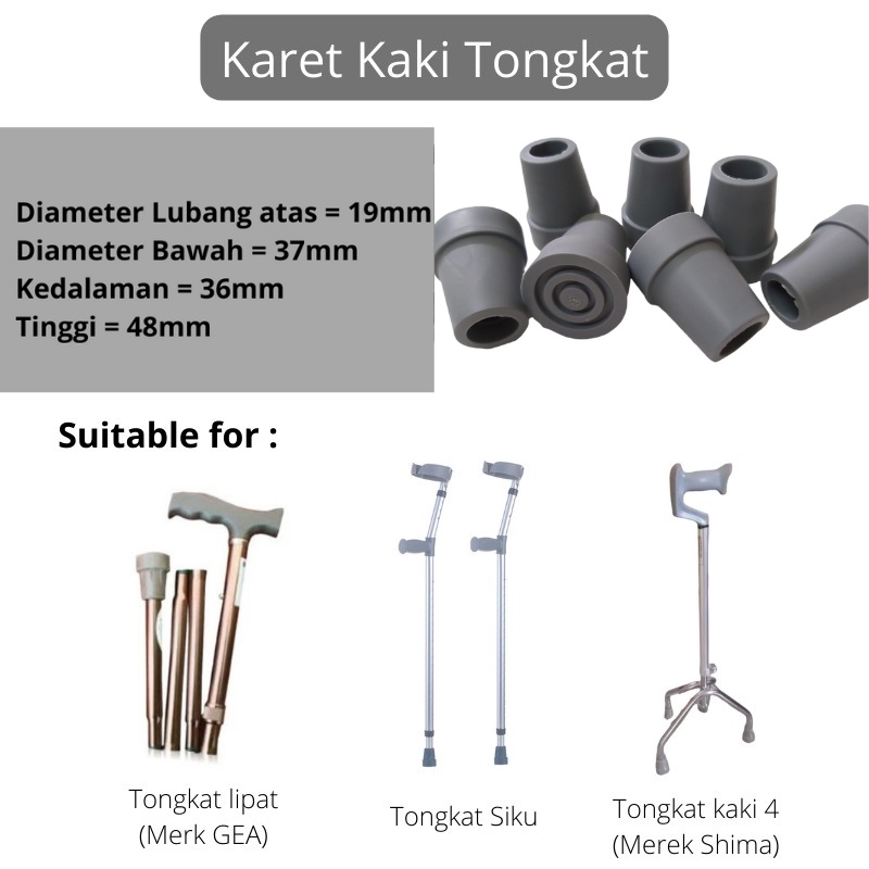 Karet Kaki Tongkat Siku Karet Bawah tongkat lipat /tongkat kaki4 Shima