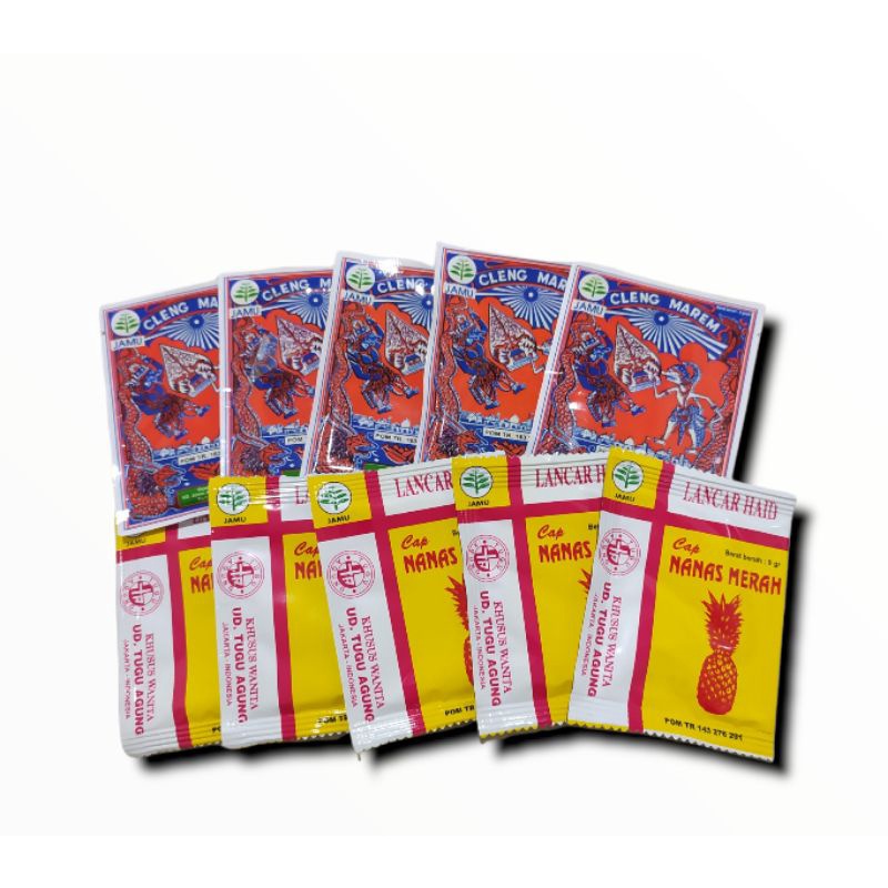 Jamu Nanas Merah & Cap Wayang (becak) 1 paket 5+5 / Lancar Haid / Terlambat Bulan