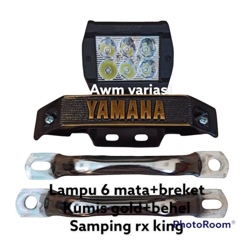 paket lampu sorot tembak 6 mata rx king set kumis kucing RX king set breket dudukan plat nomor