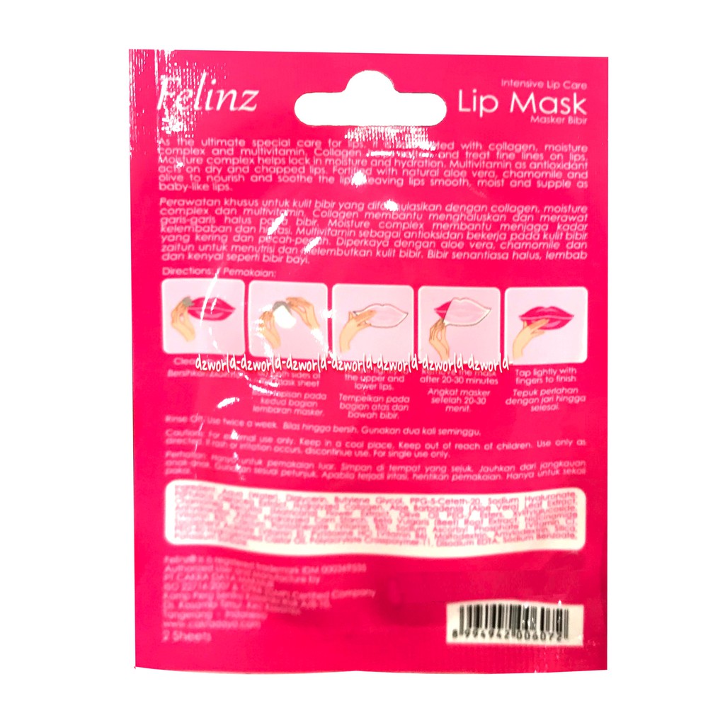 Felinz Lip Mask Masker Bibir Lipstik Pelembab Pelembut Bibir Wajah Fellinz