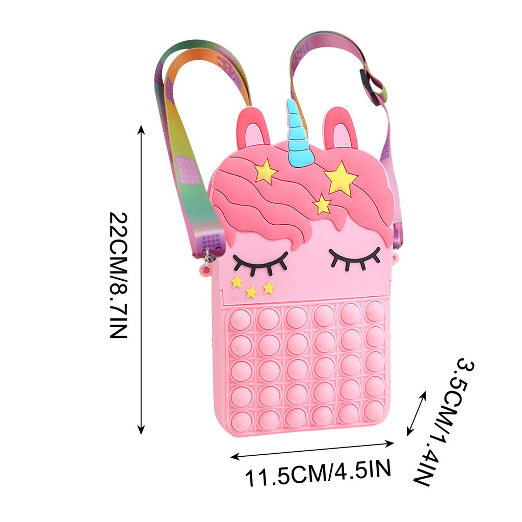 Tas Selempang Anak Tas Pop It Rainbow Unicorn Tas Bubble Penghilang Stress Viral Tiktok